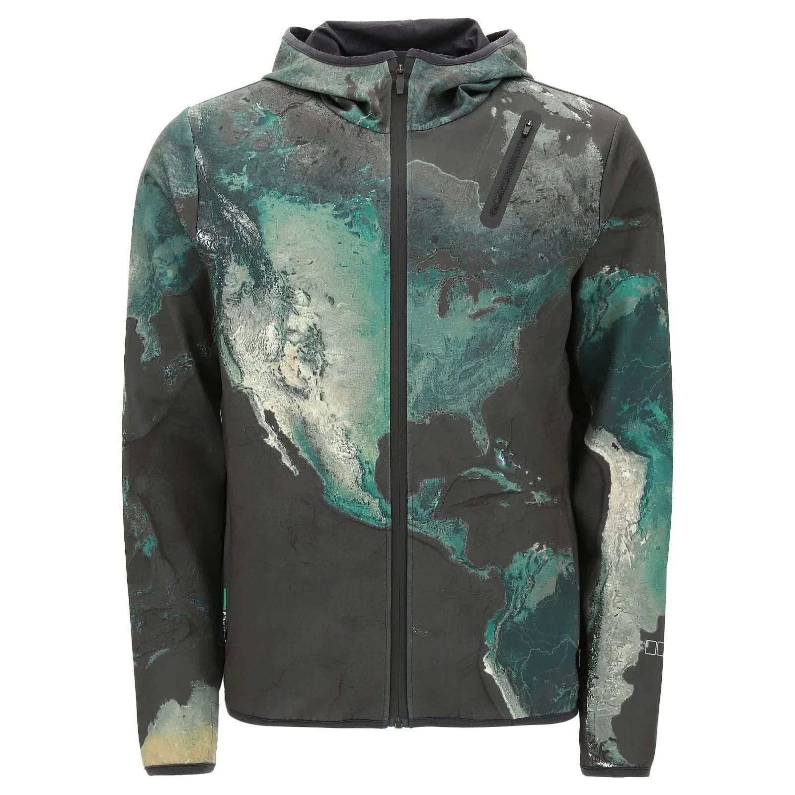 Men's Zip Up PRO Hoodie - Earth Print 1