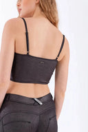 Metallic jersey crop top
