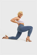 N.O.W® Denim - High Waisted - 7/8 Length - Light Blue + Yellow Stitching