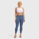 N.O.W® Denim - High Waisted - 7/8 Length - Light Blue + Yellow Stitching