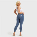 N.O.W® Denim - High Waisted - 7/8 Length - Light Blue + Yellow Stitching