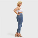 N.O.W® Denim - High Waisted - 7/8 Length - Light Blue + Yellow Stitching