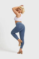N.O.W® Denim - High Waisted - 7/8 Length - Light Blue + Yellow Stitching