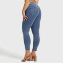 N.O.W® Denim - High Waisted - 7/8 Length - Light Blue + Yellow Stitching