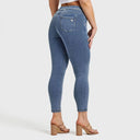 N.O.W® Denim - High Waisted - 7/8 Length - Light Blue + Yellow Stitching