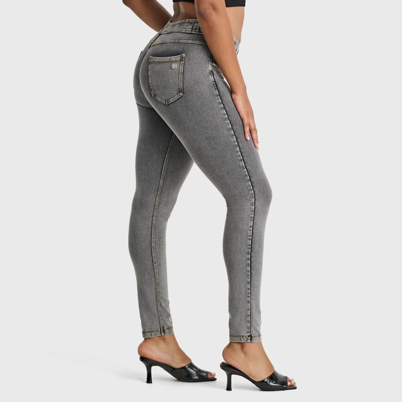 N.O.W® Denim High Waisted Full Length Grey + Stitching