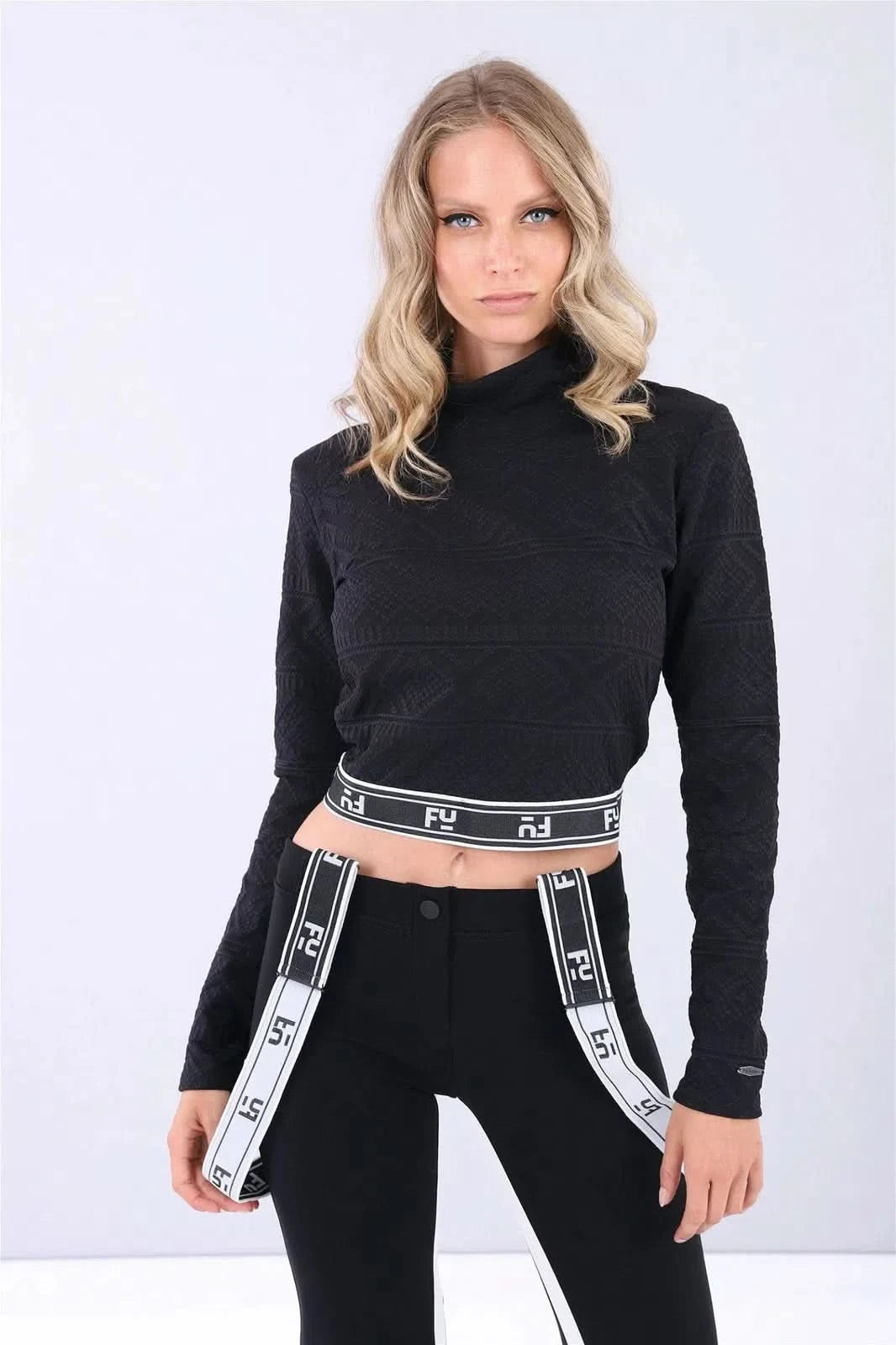 Norwegian Print Crop - Black