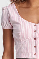 Pinstripe Crop - White + Pink