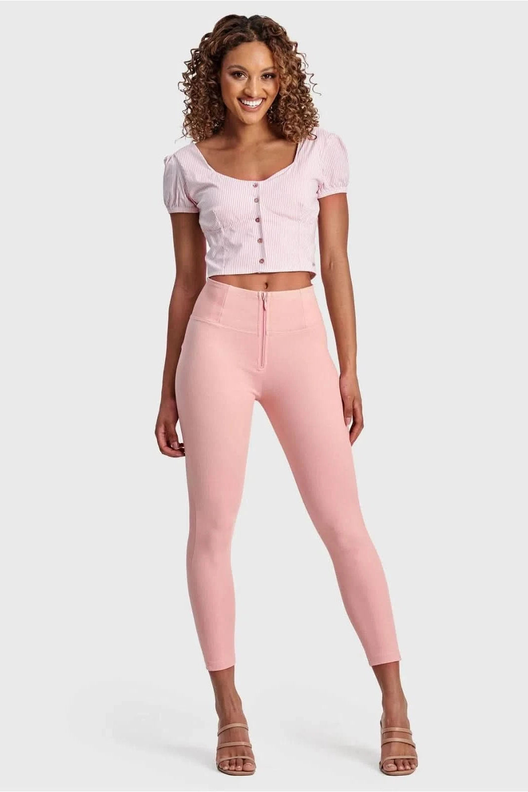 Pinstripe Crop - White + Pink 3