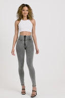 WRUP Denim - High Waisted - Full Length - Grey + Yellow Stitching