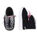Puff Boots with Fleece Lining - Black + Leopard Lining