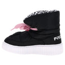 Puff Boots with Fleece Lining - Black + Leopard Lining
