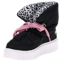 Puff Boots with Fleece Lining - Black + Leopard Lining