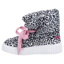 Puff Boots with Fleece Lining - Black + White Leopard