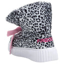 Puff Boots with Fleece Lining - Black + White Leopard
