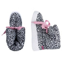 Puff Boots with Fleece Lining - Black + White Leopard