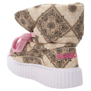 Puff Boots with Fleece Lining - Brown Paisley