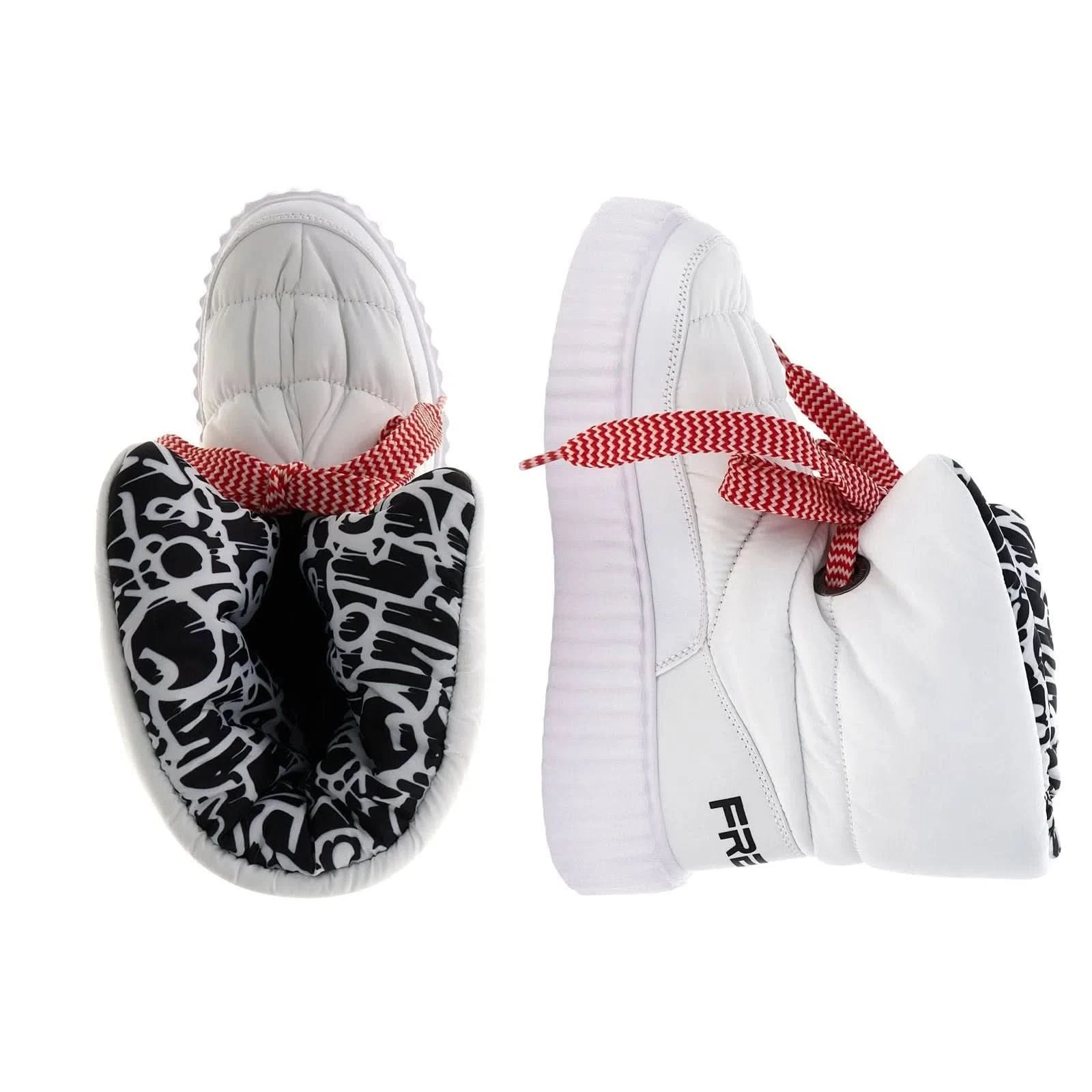 Puff Boots with Fleece Lining - White + Graffiti Lining 3