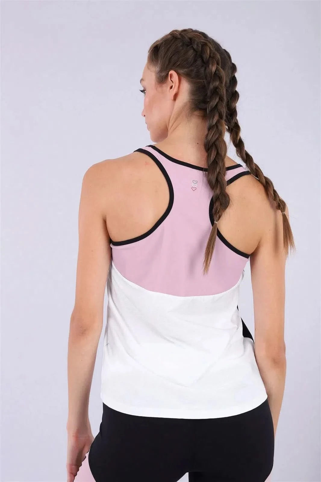 Racer back yoga tank top - White + Mauve 1