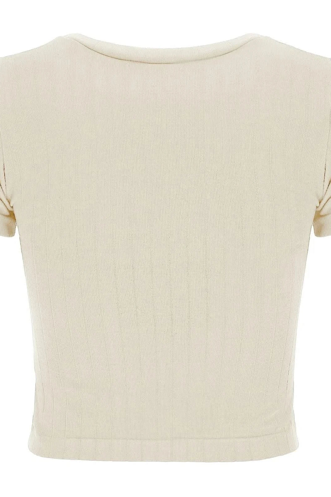 Ribbed T Shirt - Cream 2