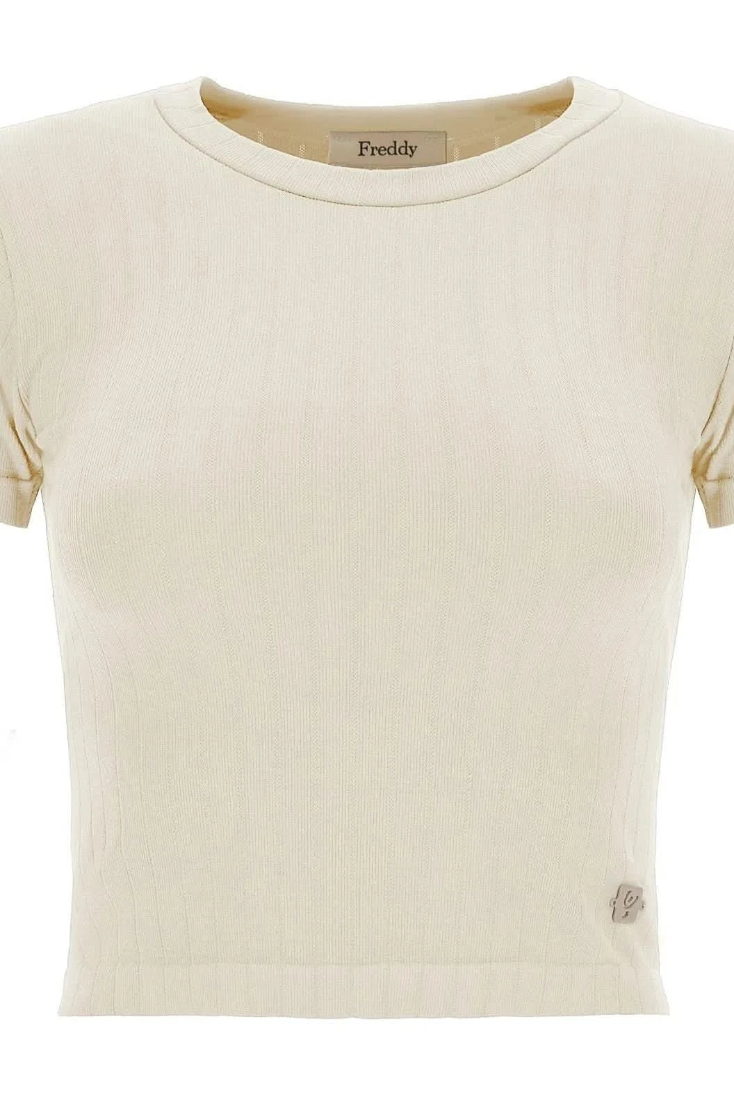 Ribbed T Shirt - Cream