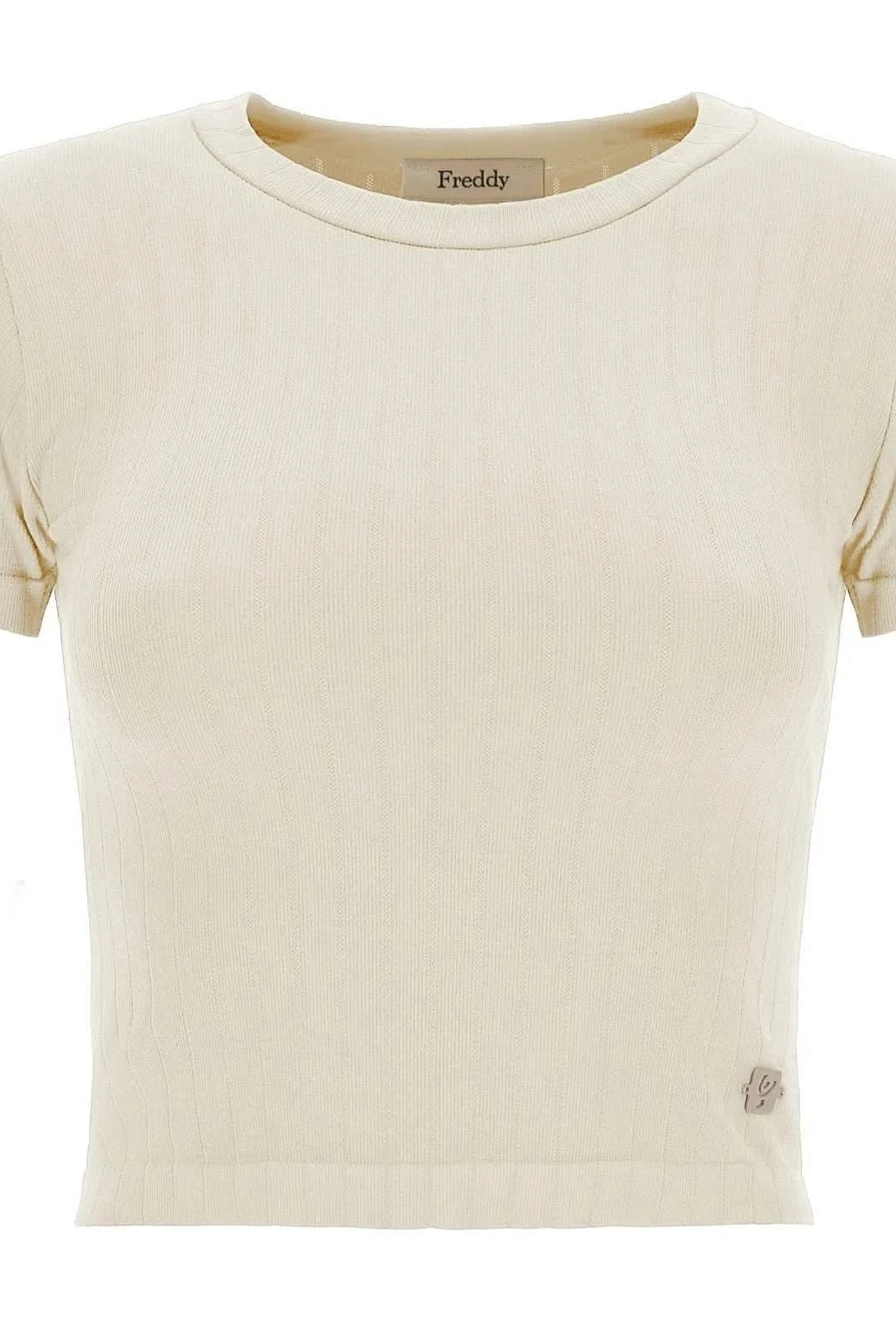 Ribbed T Shirt - Cream 1