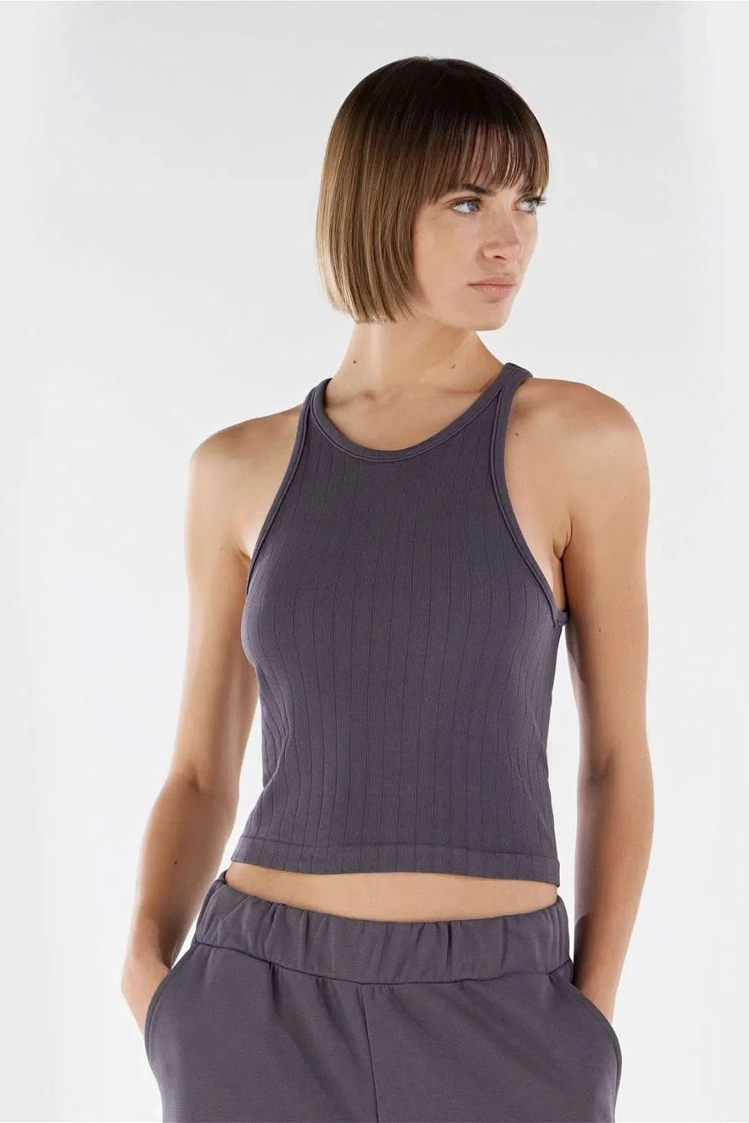 Ribbed Tank Top - Charcoal 1