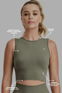 Seamless Cropped Singlet - Military Green