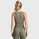 Seamless Cropped Singlet - Military Green