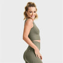 Seamless Cropped Singlet - Military Green