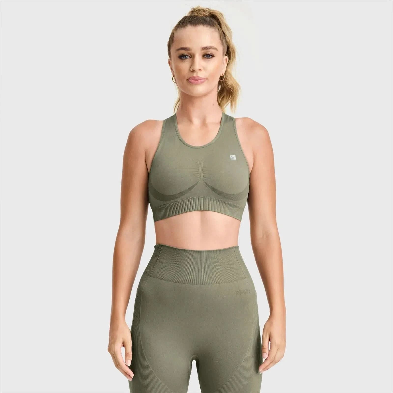 Seamless Sports Bra - Military Green 1