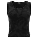 Sleeveless crop top with a floral jacquard print - Black