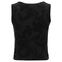 Sleeveless crop top with a floral jacquard print - Black