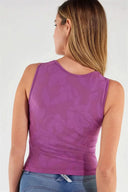 Sleeveless crop top with a floral jacquard print - Purple