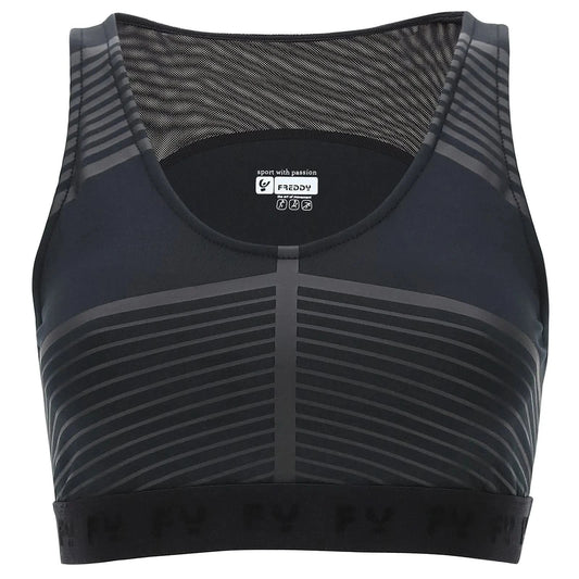 Sports Bra - Black + Grey Stripes