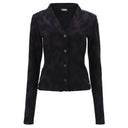 Stretch cardigan in floral print jacquard - Black