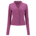 Stretch cardigan in floral print jacquard - Fucsia