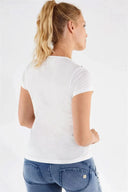 T Shirt with bead details - White