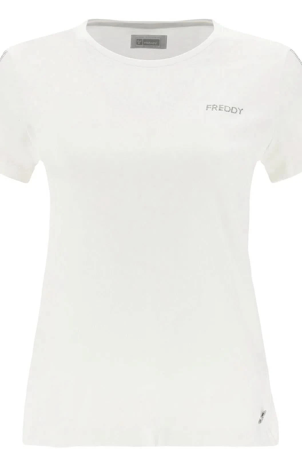 T Shirt with Crystal Detail - White