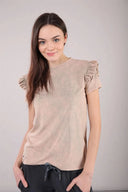 T shirt with ruffled insert - Beige Marble