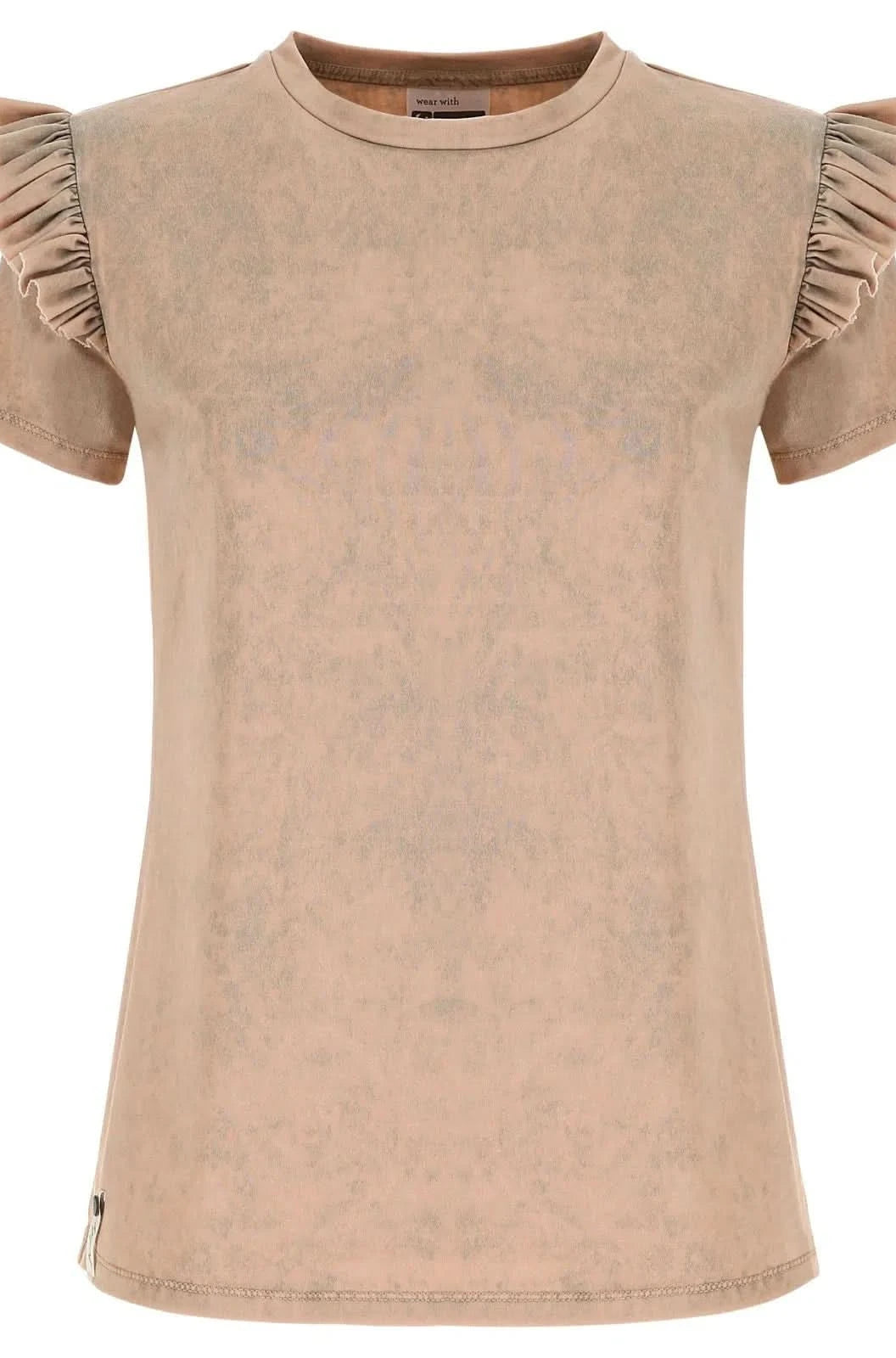 T shirt with ruffled insert - Beige Marble