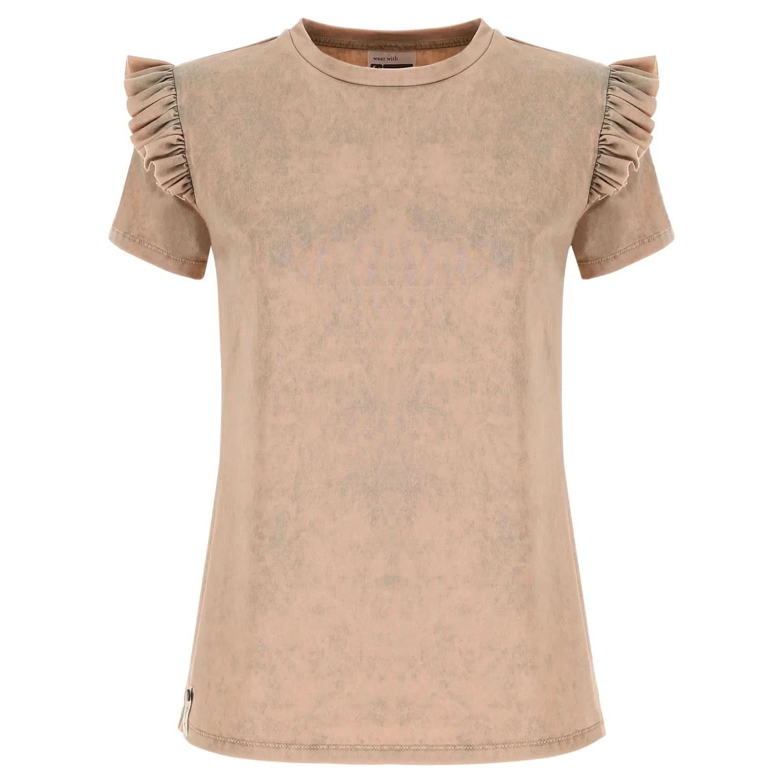 T shirt with ruffled insert - Beige Marble 1