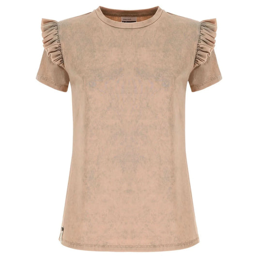 T shirt with ruffled insert - Beige Marble