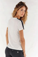 T Shirt with Shoulder Studs - White