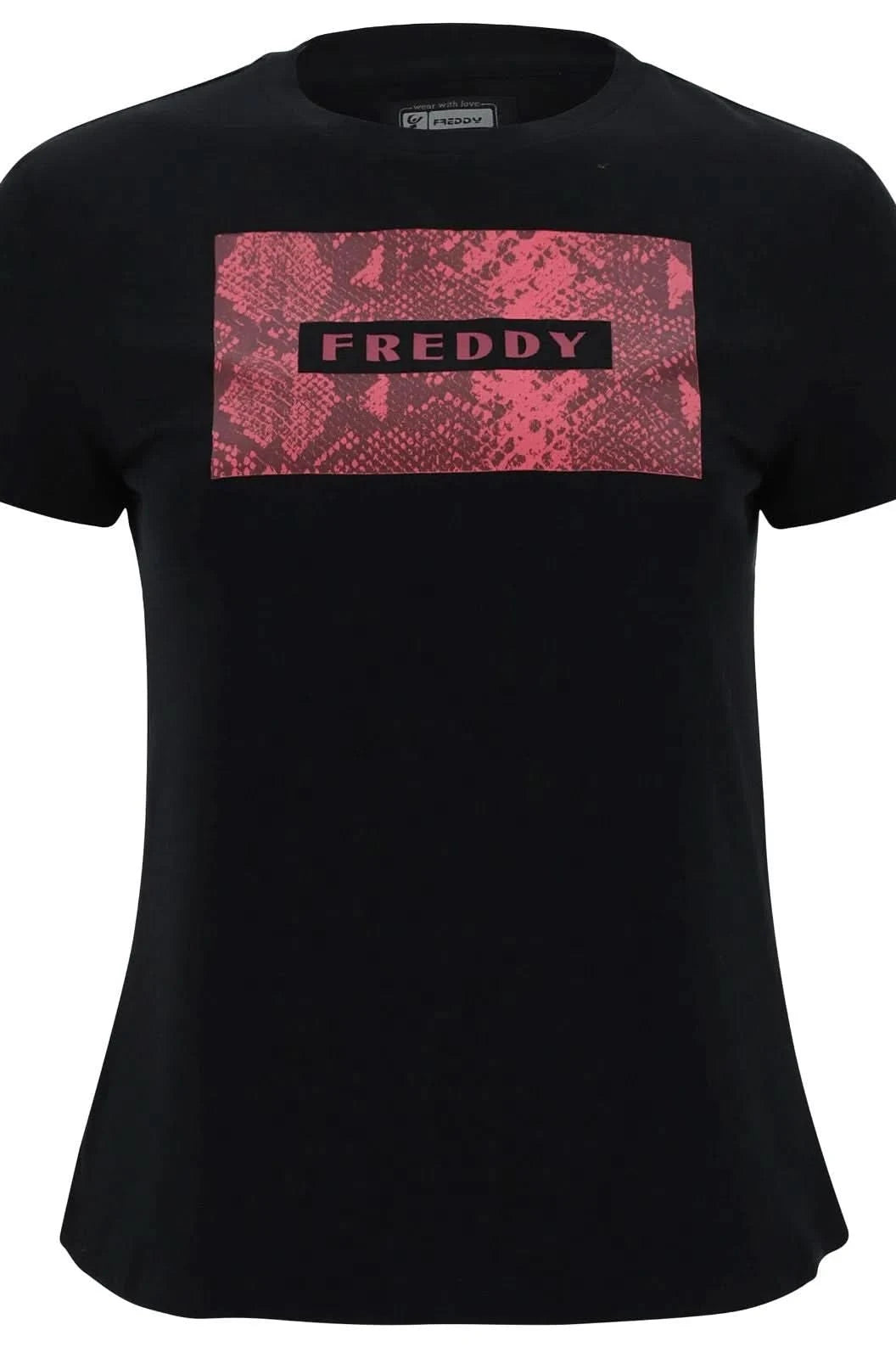 T Shirt with Snake print panel - Black