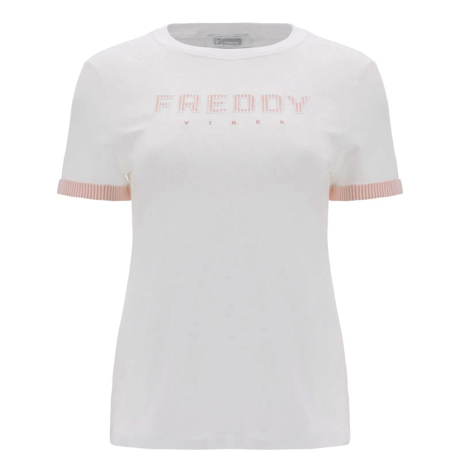 T Shirt Striped Trim + Pink