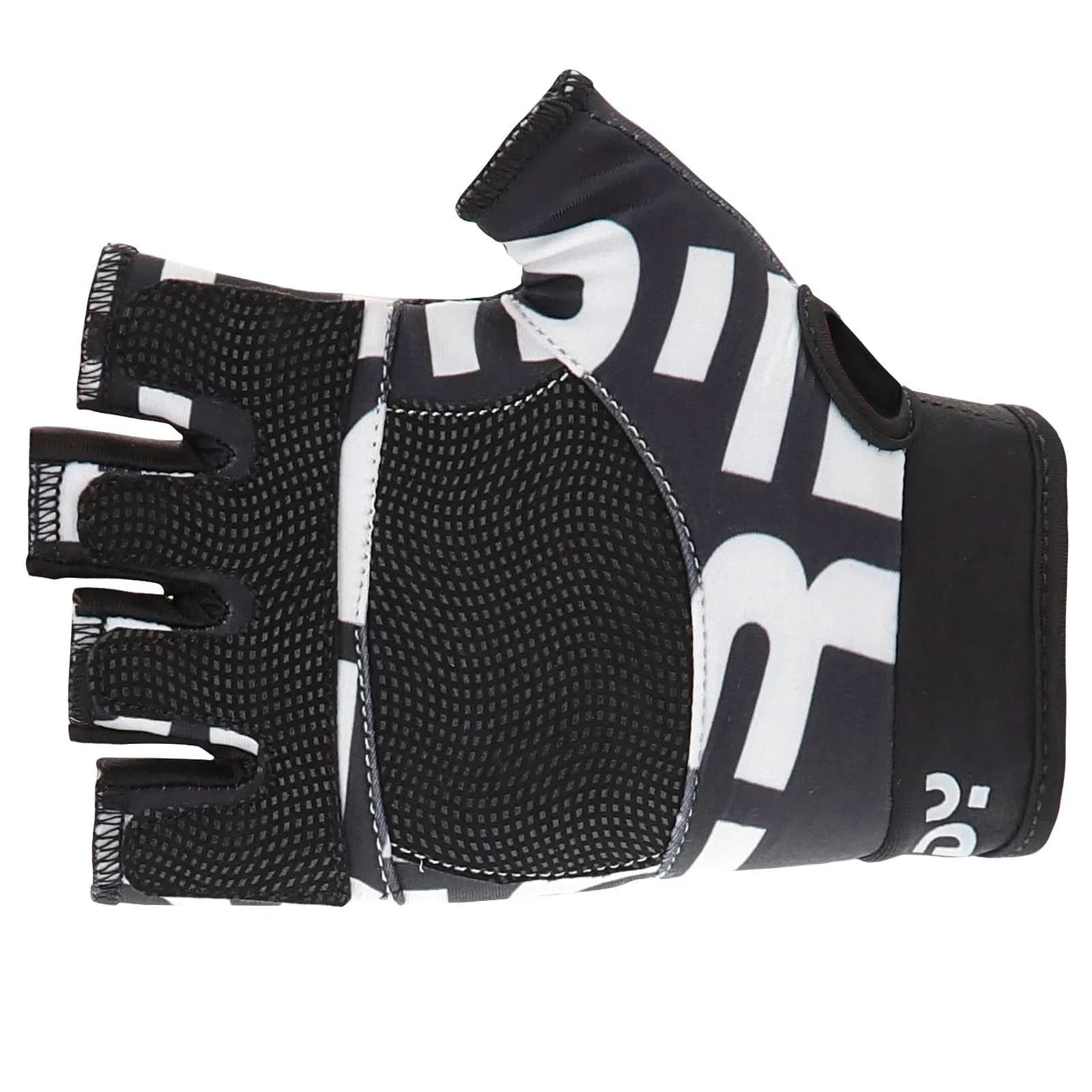 Women’s Fitness Gloves - Black + White Text 1