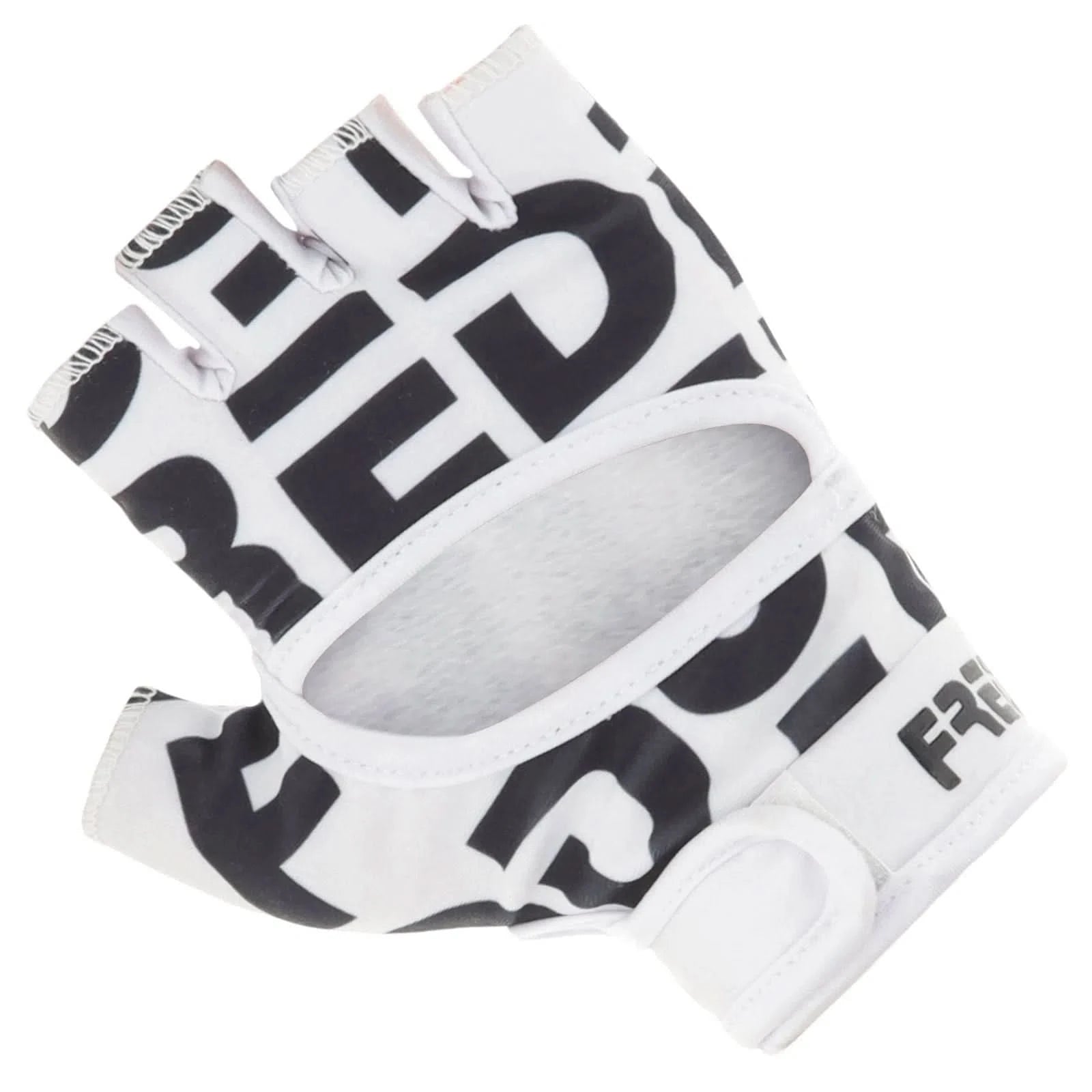 Women’s Fitness Gloves - White + Black Text 1