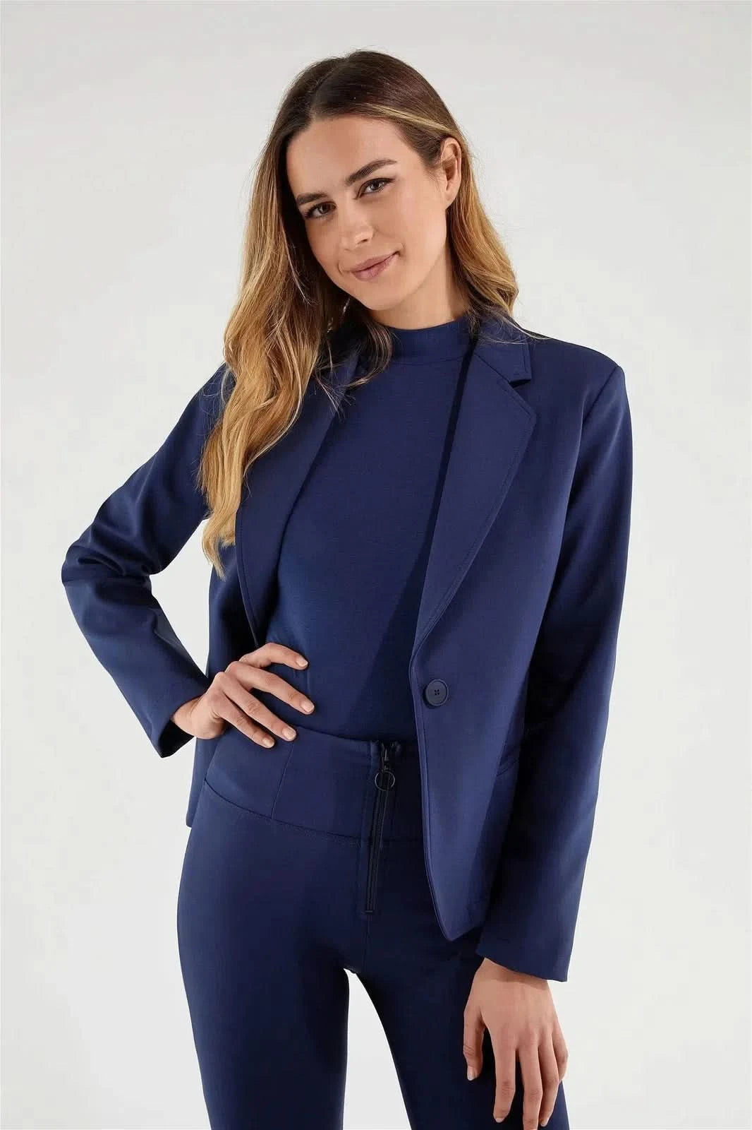 Women’s plain colour blazer - Navy Blue 1