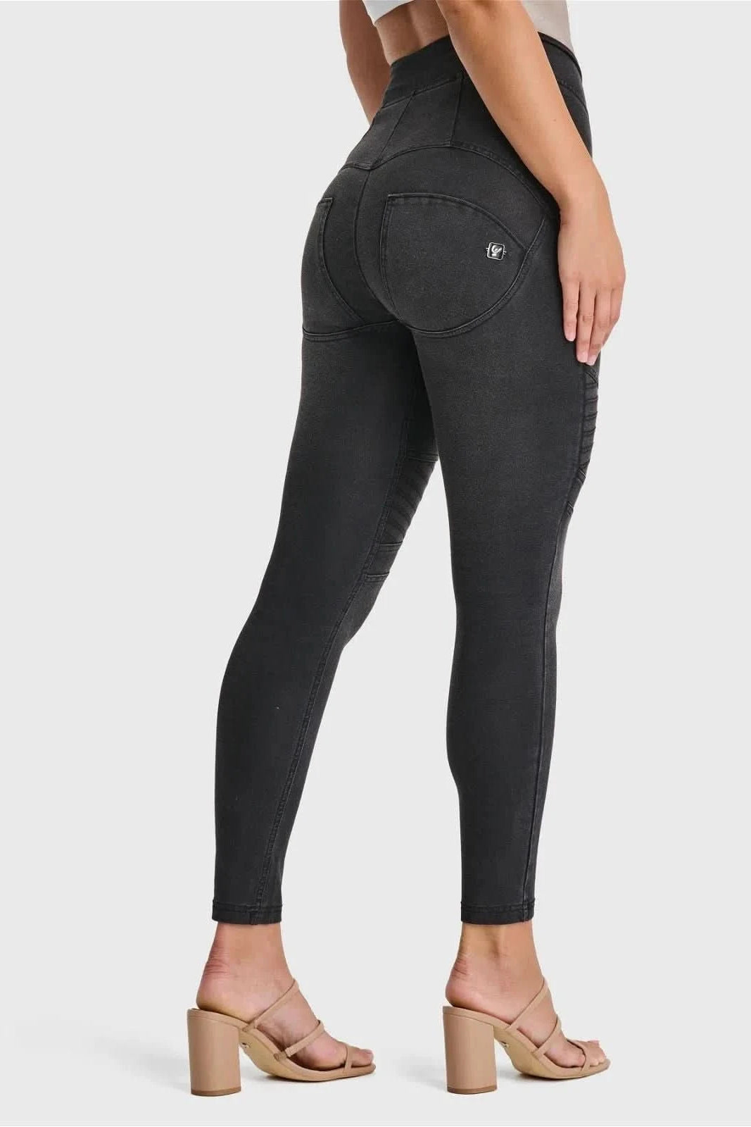 WR.UP® Biker Denim - Super High Waisted - 7/8 Length - Black + Black Stitching 2